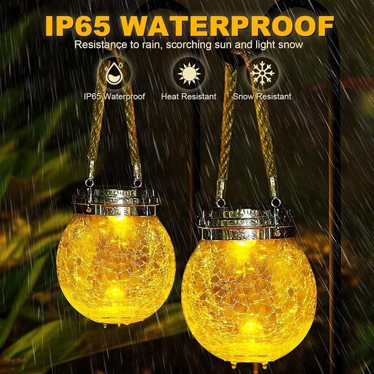Crackle Glass LED Ball Garden Lights Solar Powered Lanterns high quality